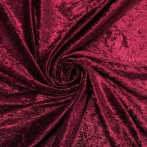 Burgundy Plain Crushed Velvet Fabric