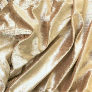 Golden Beige Plain Crushed Velvet Fabric
