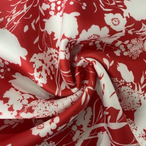 3m Floral Red Scuba Jersey Dress Making Fabric