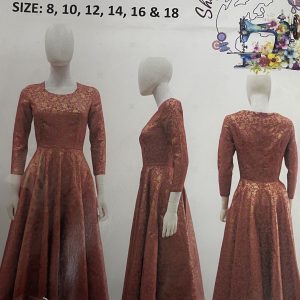 TFC Pattern no 8895 Long Sleeves Skin Fit Long Party Dress (Size 8 to 18)