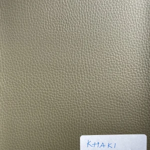 Khaki Green Plain Faux Leatherette Fabric