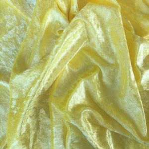 Lemon Yellow Plain Crushed Velvet Fabric