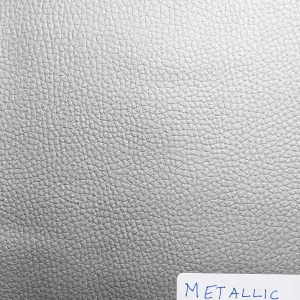 Metallic Silver Plain Faux Leatherette Fabric