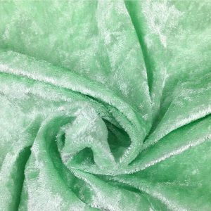 Mint Green Plain Crushed Velvet Fabric