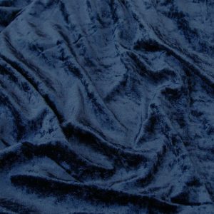 Navy Blue Plain Crushed Velvet Fabric