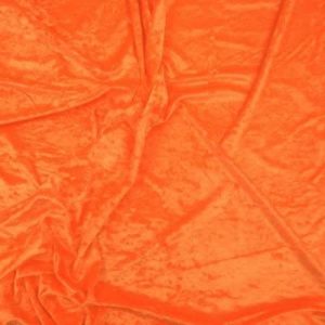 Neon Orange Plain Crushed Velvet Fabric