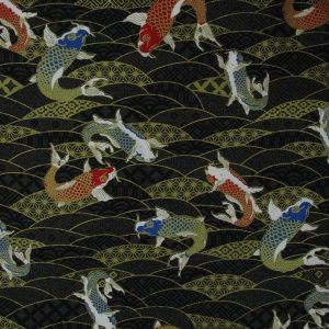 100% Cotton Japanese Fabric Digital Print Oriental Koi Carp