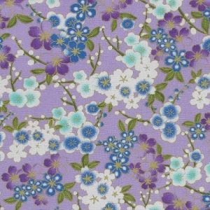 100% Cotton Japanese Fabric Digital Print Oriental Lilac Sakura / Cherry Blossom