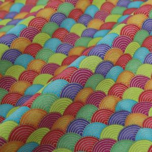 100% Cotton Japanese Fabric Digital Print Oriental Rainbow Fish Scales