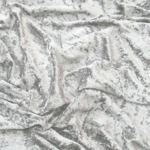 Platinum Silver Plain Crushed Velvet Fabric