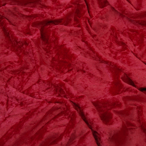 Red Plain Crushed Velvet Fabric