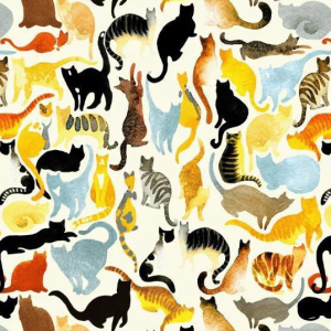 Cats in Poses Printed 100% Cotton Fabric