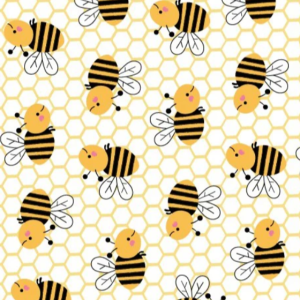 Honeycomb Buzzing Bees Printed 100% Cotton Fabric