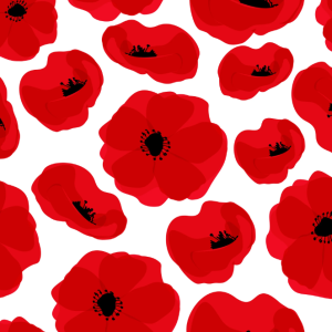 Red Poppies on White Printed 100% Cotton Fabric