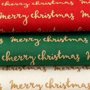 Merry Christmas Fabric 100% Cotton Gilded