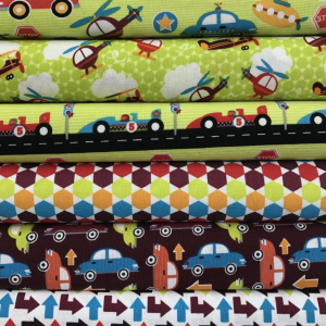 Green Zoom Cars ,Helicopters ,Racing Car, Quilting Fabric