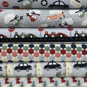 Grey Zoom Cars ,Helicopters ,Racing Car, Quilting Fabric