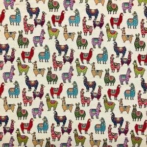 Small Llamas Cotton Rich Woven Tapestry Fabric Upholstery