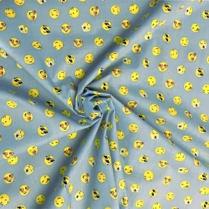 Smiley Emoji Printed Polycotton Fabric
