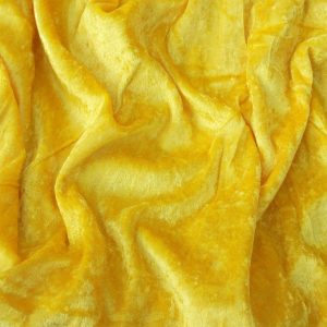 Yellow Plain Crushed Velvet Fabric