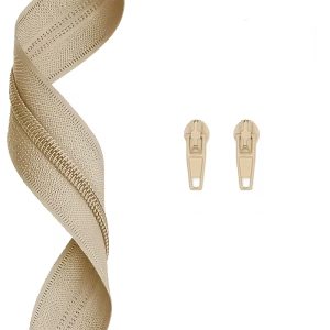 Plain Beige Colour 3mm Zip By the Meter