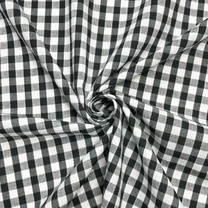 Black 1/4" Gingham Fabric Polycotton