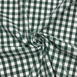 Bottle Green 1/4" Gingham Fabric Polycotton