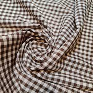 Brown 1/4" Gingham Fabric Polycotton