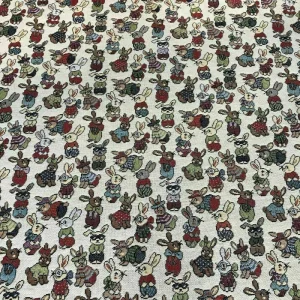 Bunnies Cotton Rich Woven Tapestry Fabric Upholstery