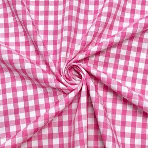 Cerise 1/4" Gingham Fabric Polycotton