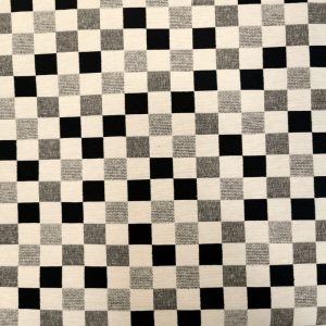 Black Chess Monochrome Cotton Rich Woven Tapestry Fabric Upholstery