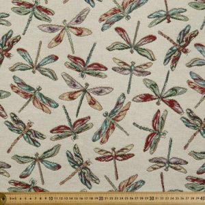 Dragonfly Cotton Rich Woven Tapestry Fabric Upholstery