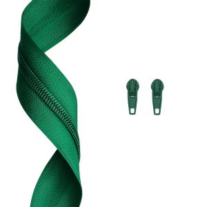 Plain Green Colour 3mm Zip By the Meter