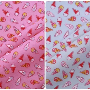 Ice Cream Cones Waffle Printed Polycotton Fabric