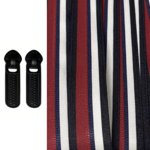 Printed Sporty Style Navy, Red & White Colour Strip Invisible Nylon 5mm Zip By the Meter