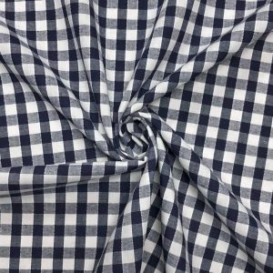Navy Blue 1/4" Gingham Fabric Polycotton