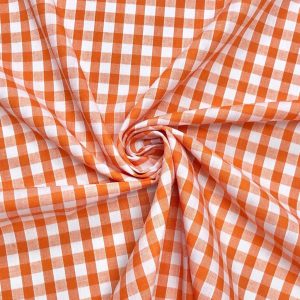 Orange 1/4" Gingham Fabric Polycotton