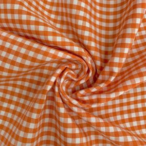 Orange 1/8" Gingham Fabric Polycotton