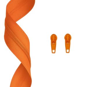 Plain Orange Colour 3mm Zip By the Meter