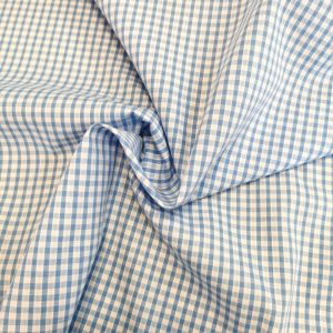 Pale Blue 1/8" Gingham Fabric Polycotton