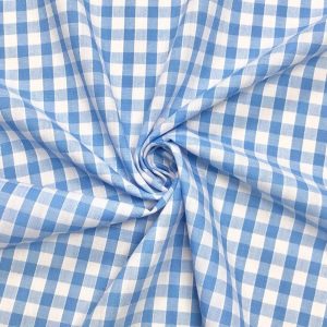 Pale Blue 1/4" Gingham Fabric Polycotton