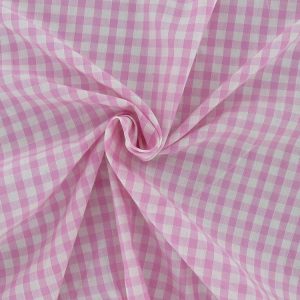 Pale Pink 1/4" Gingham Fabric Polycotton
