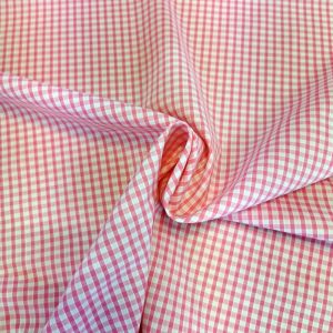 Pale Pink 1/8" Gingham Fabric Polycotton