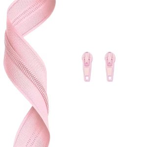 Plain Pink / Light Pink Colour 3mm Zip By the Meter