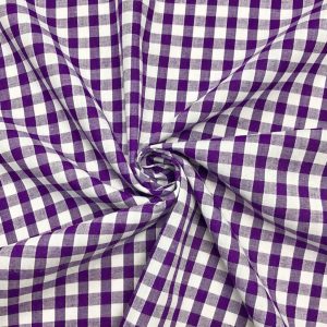 Purple 1/4" Gingham Fabric Polycotton