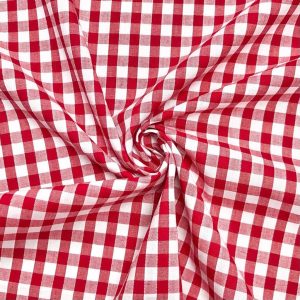 Red 1/4" Gingham Fabric Polycotton