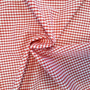 Red 1/8" Gingham Fabric Polycotton
