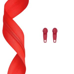 Plain Red Colour 3mm Zip By the Meter