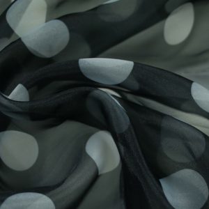 Black and White 2cm Spot Organza Fabric Polka Dot