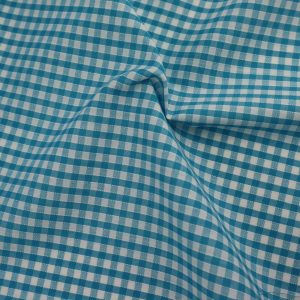 Turquoise 1/8" Gingham Fabric Polycotton